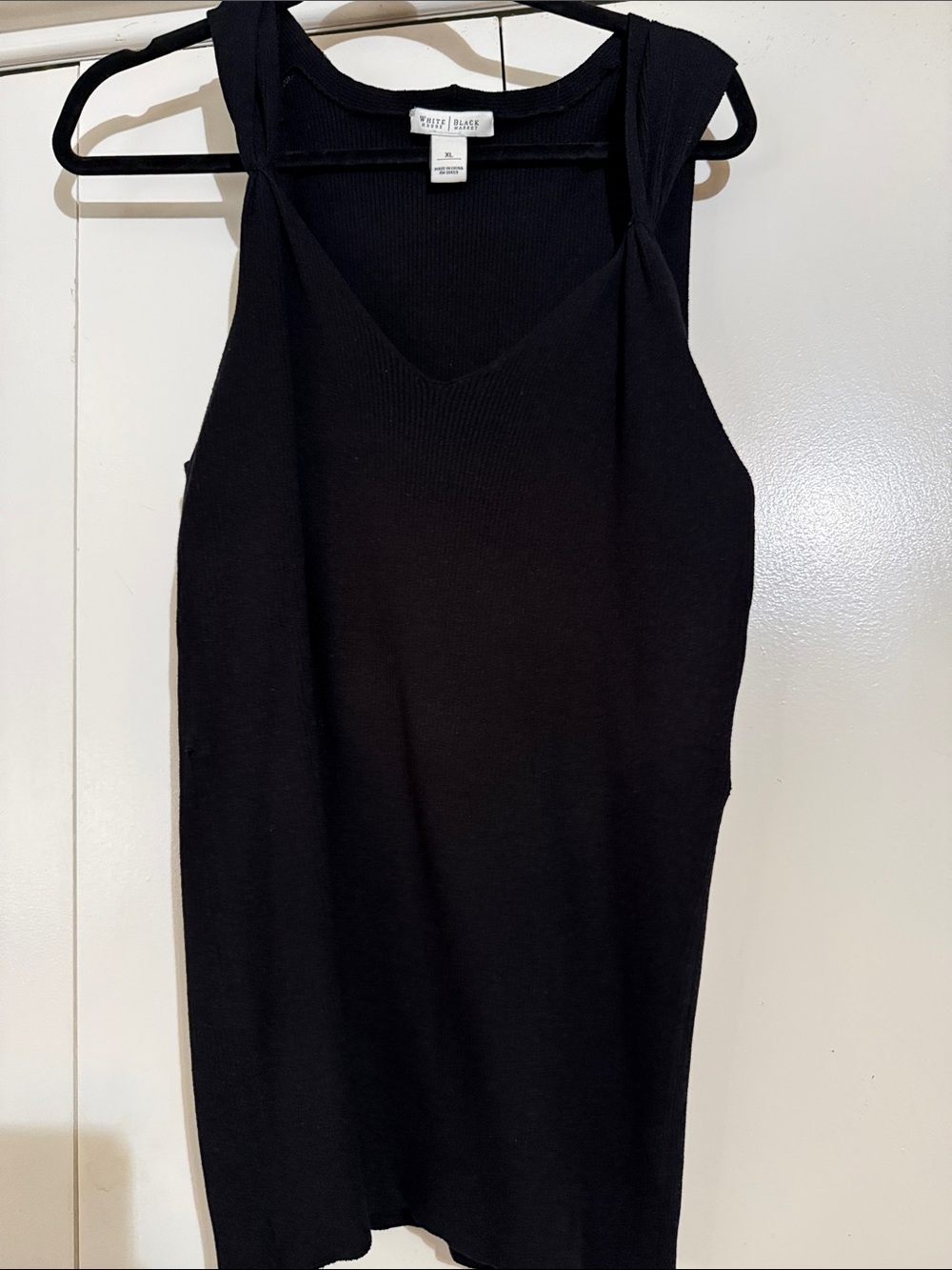 White House Black Market Black Ribbed V-Neck Tank